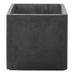 Pot Fiberclay Donkergrijs Streep Vierkant Ø26 H24 Cm