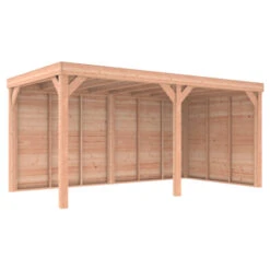 Overkapping Douglas Hout Blank Met Achterwand En Zijwand 270x522 Cm