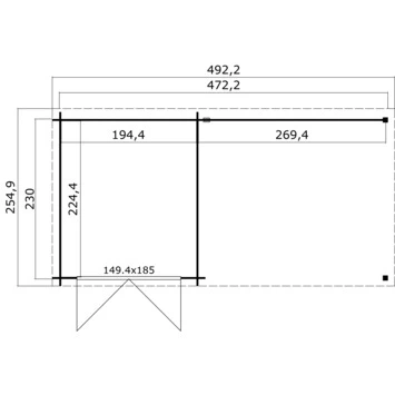 Tuinhuis Helena Geïmpregneerd Met Overkapping 492x254 Cm 4 Tuinhuis Helena Geïmpregneerd Met Overkapping 492x254 Cm - Afbeelding 2