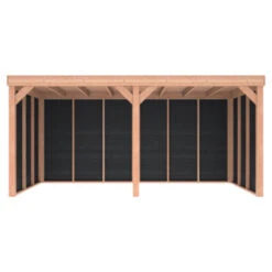 Overkapping Douglas Hout Zwart Met Achterwand En 2 Zijwanden 270x522 Cm -Pokon Verkoopwinkel 123 1223