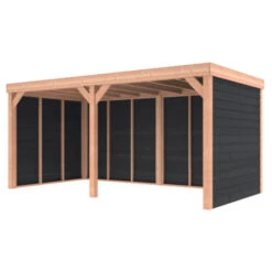 Overkapping Douglas Hout Zwart Met Achterwand En 2 Zijwanden 270x522 Cm -Pokon Verkoopwinkel 123 1224