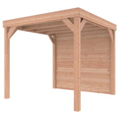 Overkapping Douglas Hout Blank Met Blokhutprofiel Achterwand 270x270 Cm -Pokon Verkoopwinkel 123 1319