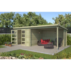 Tuinhuis Manuel Geïmpregneerd Met Overkapping 620x309 Cm -Pokon Verkoopwinkel 123 1349