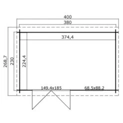 Tuinhuis Danna 380x230 Olijfgroen -Pokon Verkoopwinkel 123 1421