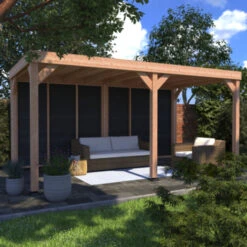 Overkapping Douglas Hout Zwart Met Achterwand 270x522 Cm -Pokon Verkoopwinkel 123 1429