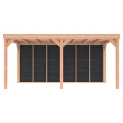 Overkapping Douglas Hout Zwart Met Achterwand 270x522 Cm -Pokon Verkoopwinkel 123 1431