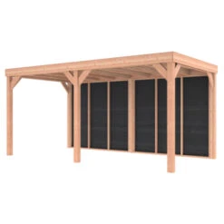 Overkapping Douglas Hout Zwart Met Achterwand 270x522 Cm -Pokon Verkoopwinkel 123 1433