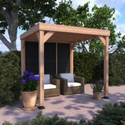 Overkapping Douglas Hout Zwart Met Achterwand 270x270 Cm -Pokon Verkoopwinkel 123 1554