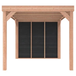 Overkapping Douglas Hout Zwart Met Achterwand 270x270 Cm -Pokon Verkoopwinkel 123 1556