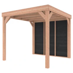 Overkapping Douglas Hout Zwart Met Achterwand 270x270 Cm -Pokon Verkoopwinkel 123 1558