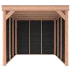 Overkapping Douglas Hout Zwart Met Achterwand En 2 Zijwanden 270x270 Cm -Pokon Verkoopwinkel 123 1644