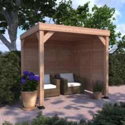 Overkapping Douglas Hout Blank Met Achterwand En Zijwand 270x270 Cm -Pokon Verkoopwinkel 123 1693