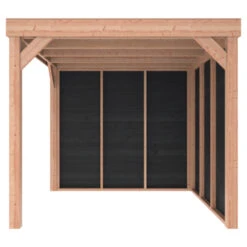 Overkapping Douglas Hout Zwart Met Achterwand En Zijwand 270x270 Cm -Pokon Verkoopwinkel 123 1776