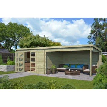 Tuinhuis Met Overkapping Raffa 710x330 Geïmpregneerd 4 Tuinhuis Met Overkapping Raffa 710x330 Geïmpregneerd - Afbeelding 2