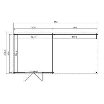 Tuinhuis Met Overkapping Raffa 710x330 Geïmpregneerd 5 Tuinhuis Met Overkapping Raffa 710x330 Geïmpregneerd - Afbeelding 3